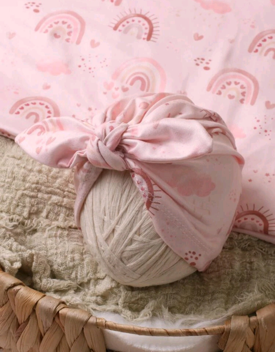 Pink Rainbow Swaddle and Turban