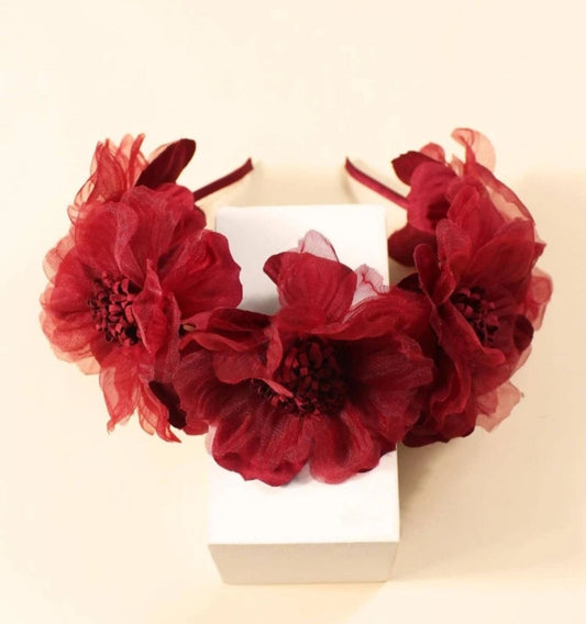 Burgandy Floral Headband