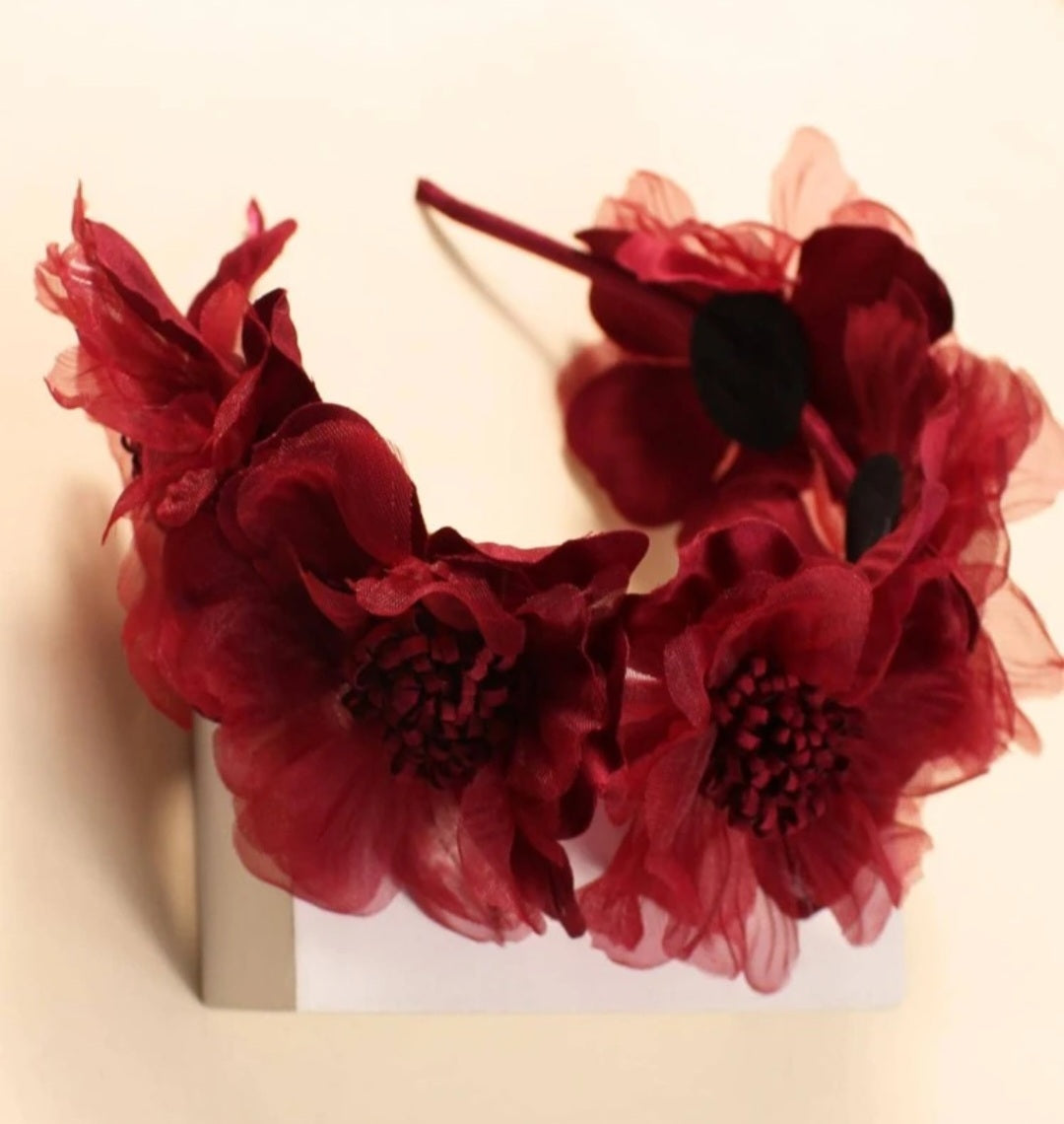 Burgandy Floral Headband