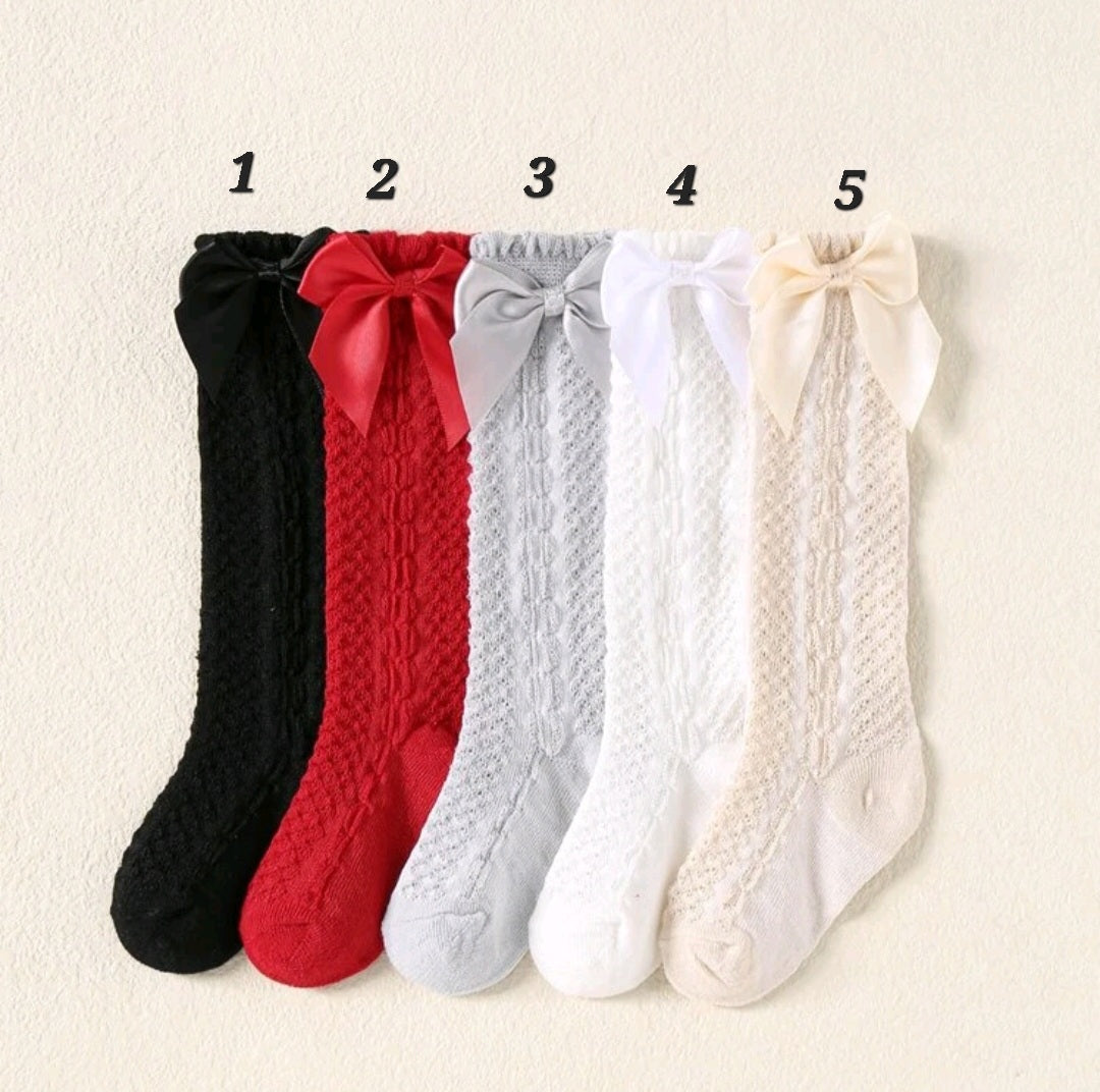 Muli Color Lace Socks with Bow