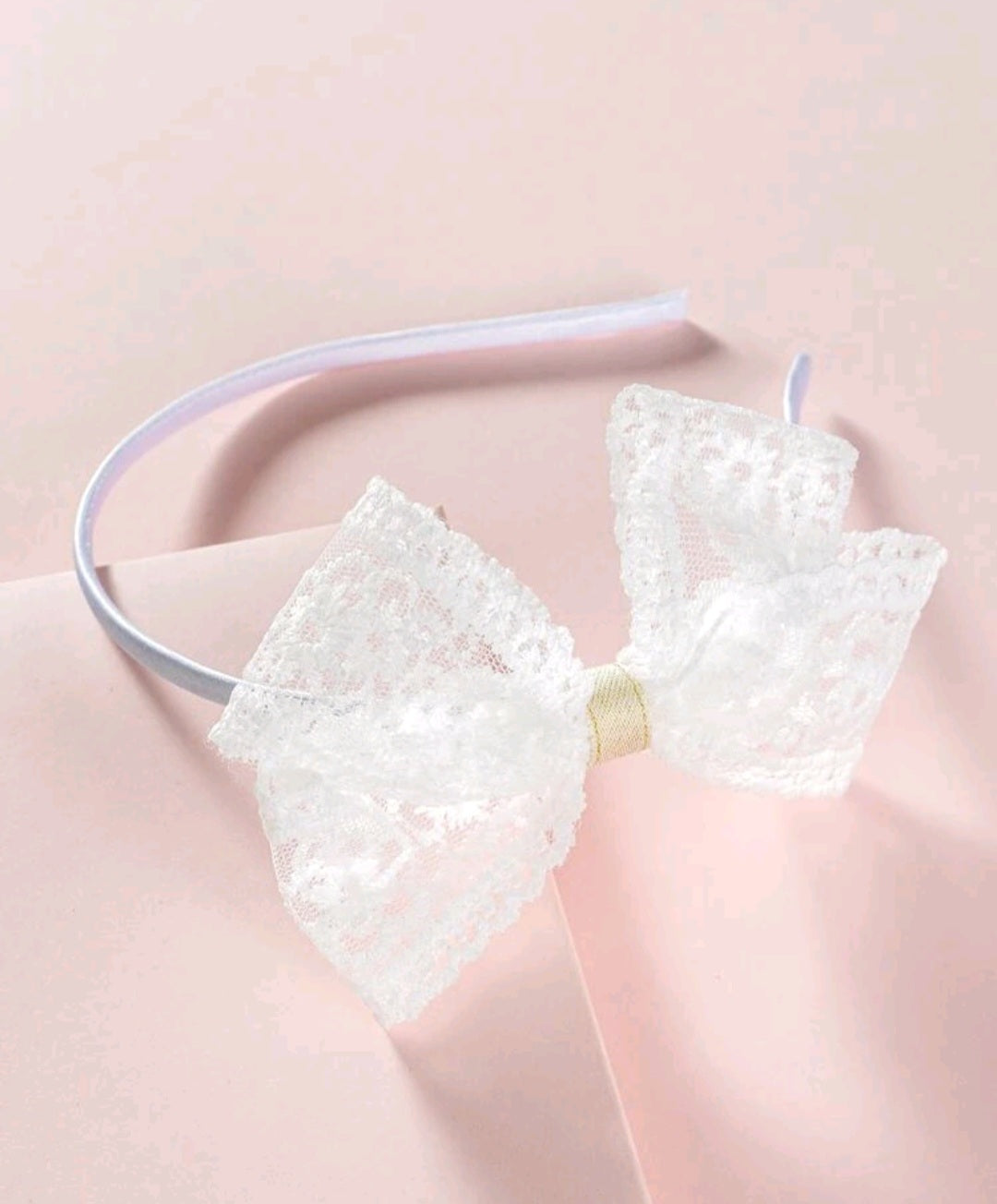 White Lace Bow Headband