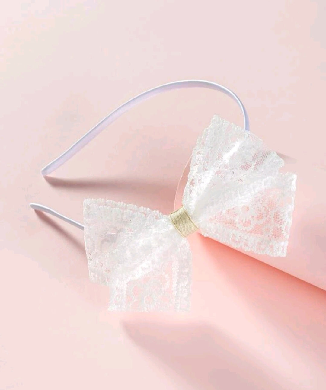 White Lace Bow Headband