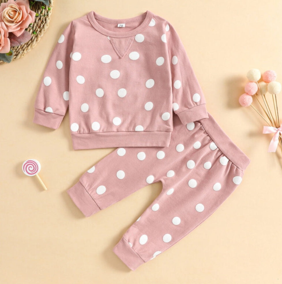 Pink Polk-a-dot Tracksuit