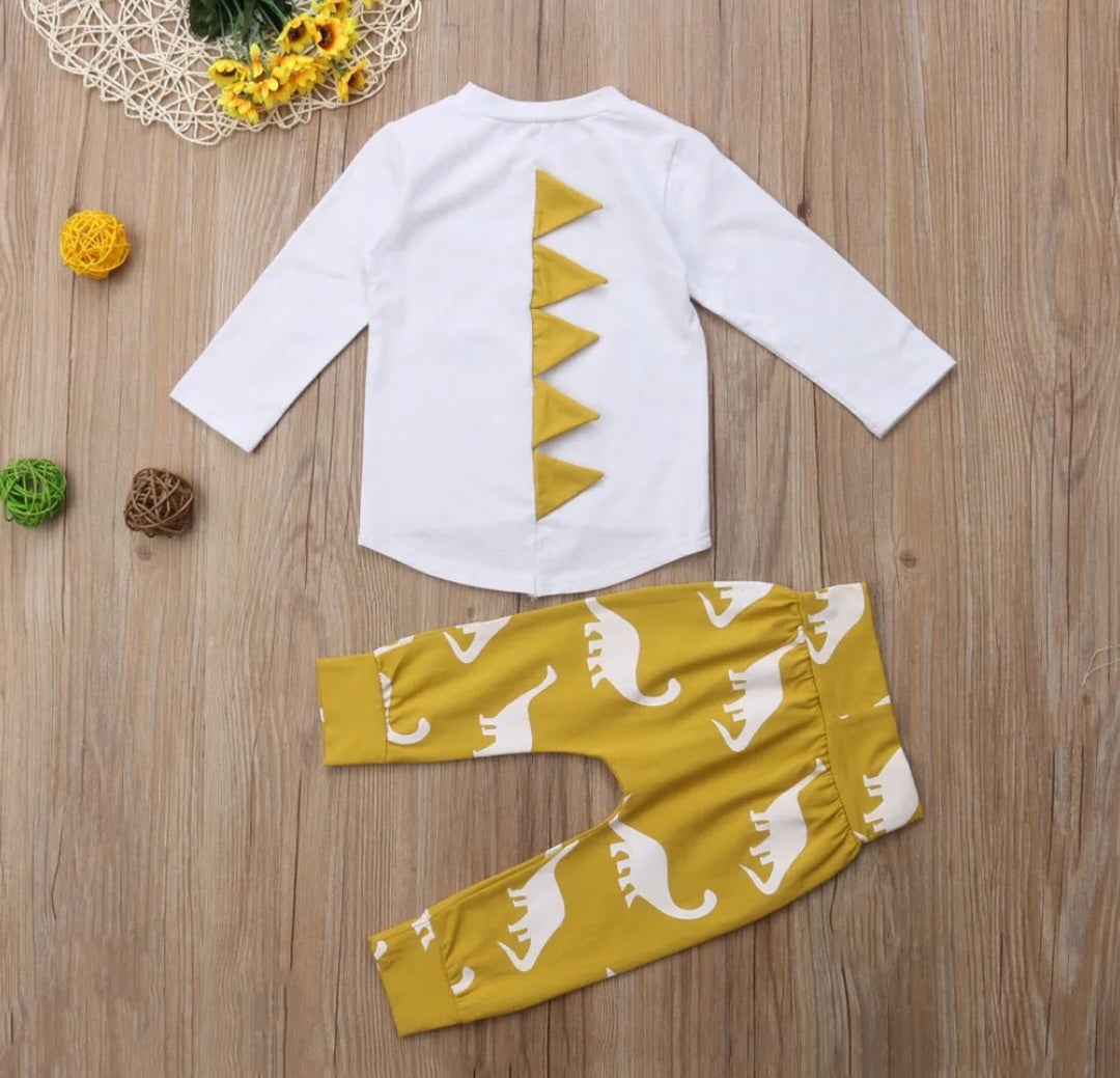 Yellow and White Dinosaur Tracksuit