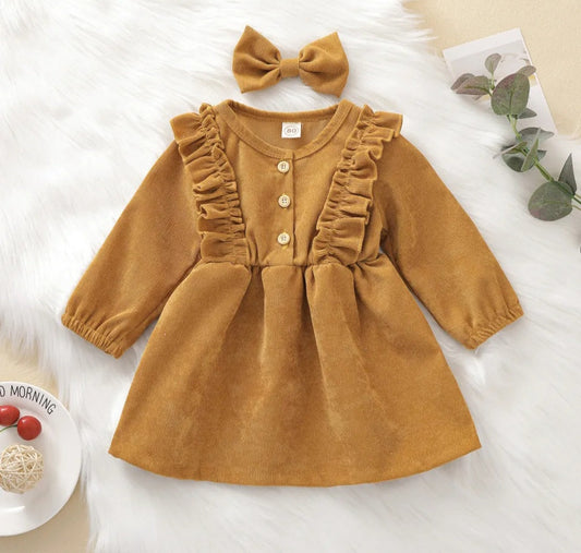 Mustard Yellow Caudroy Dress and Hairclip 1001141