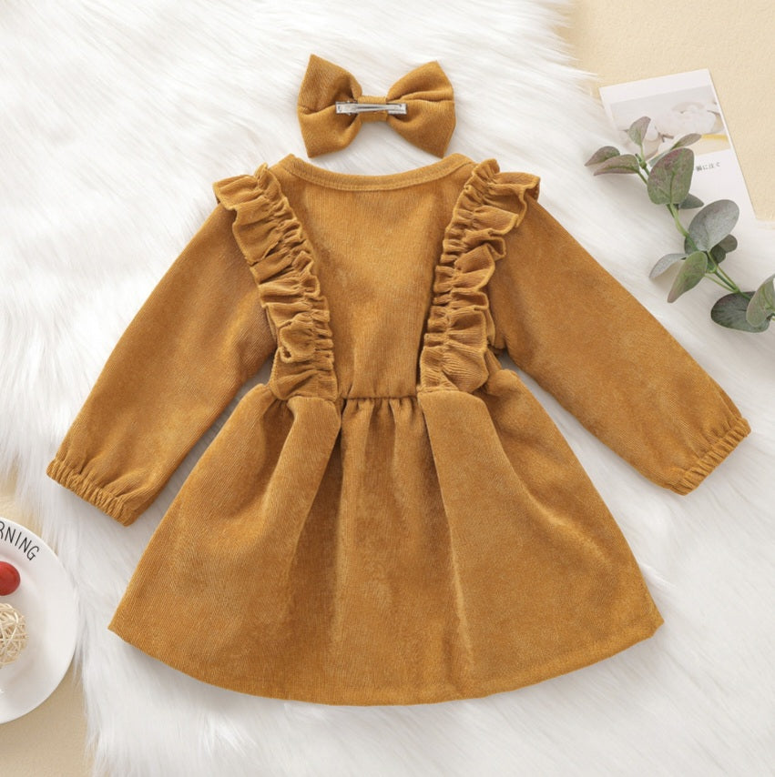 Mustard Yellow Caudroy Dress and Hairclip 1001141