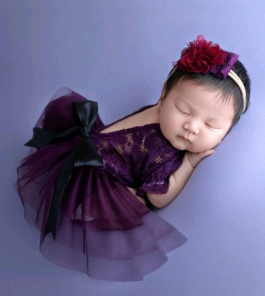 Purple Lace Photoshoot Romper and Headband