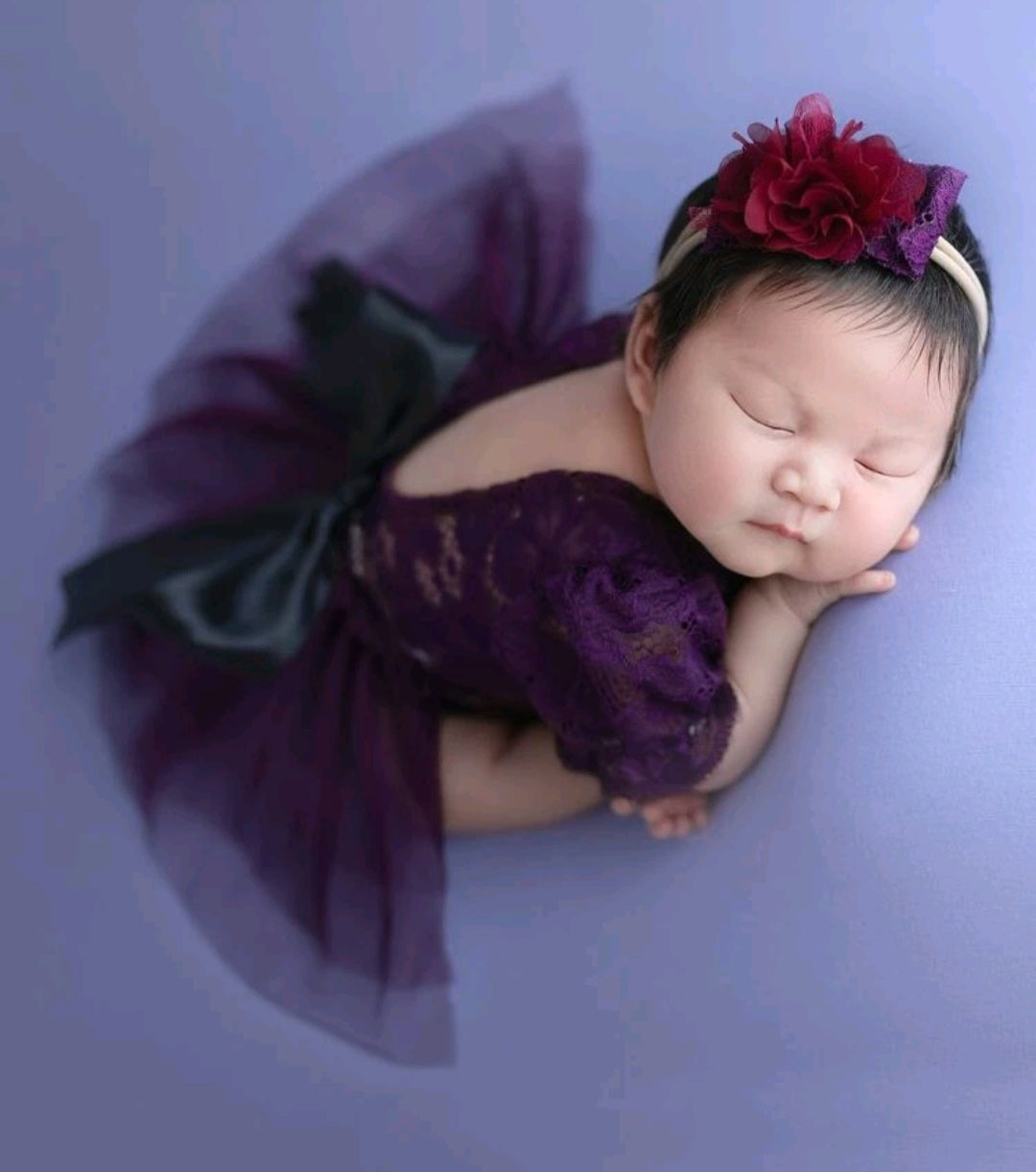 Purple Lace Photoshoot Romper and Headband