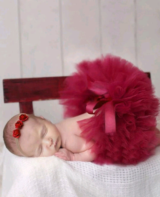 Maroon Photoshoot Tutu and Rose Headband