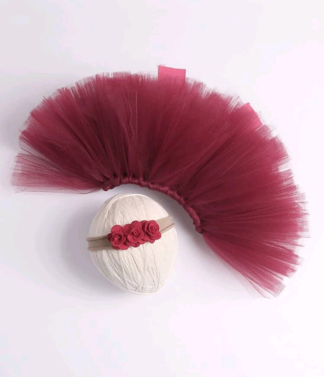 Maroon Photoshoot Tutu and Rose Headband