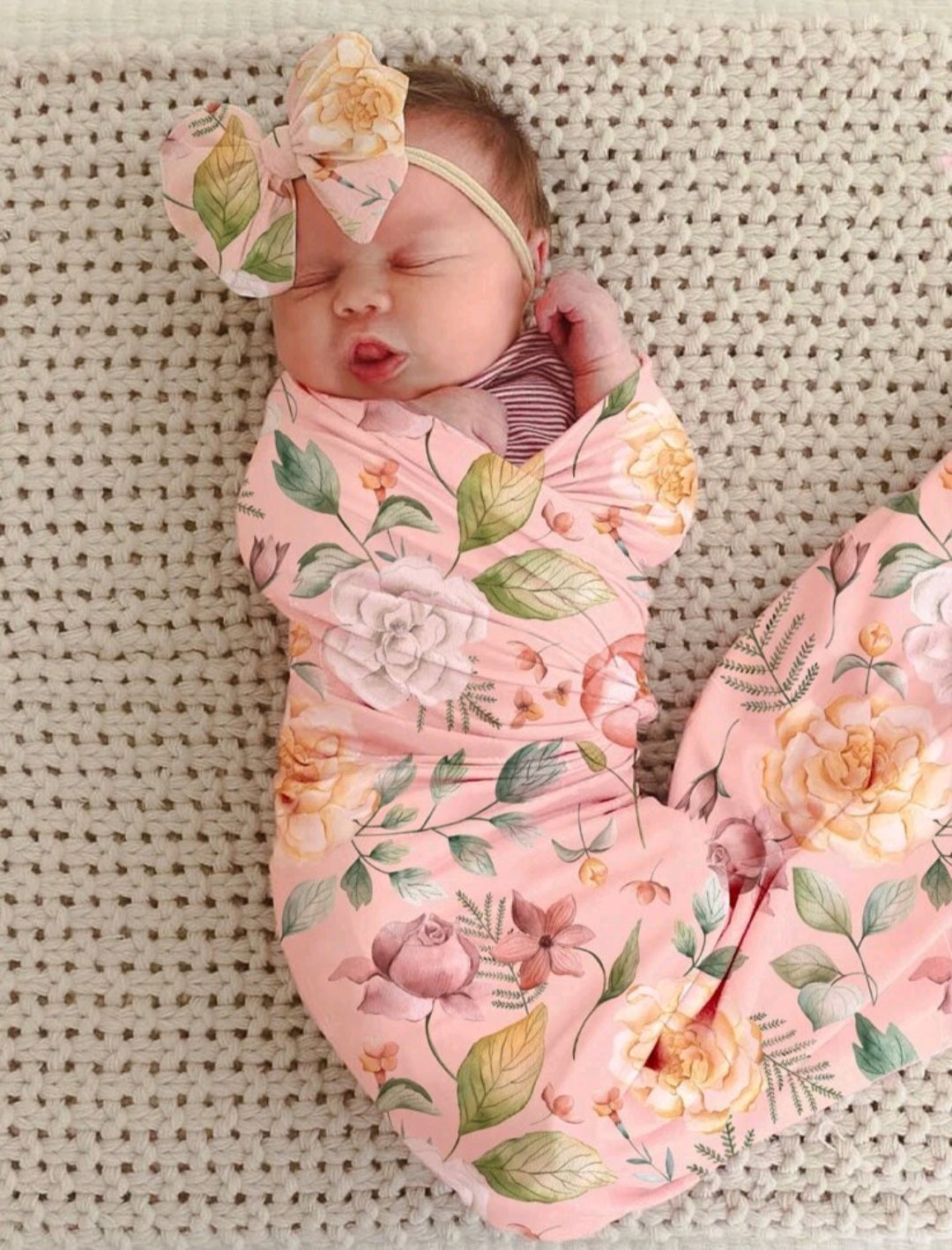 Floral Swaddle and Headband