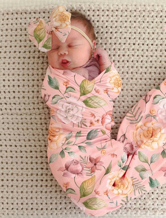 Floral Swaddle and Headband