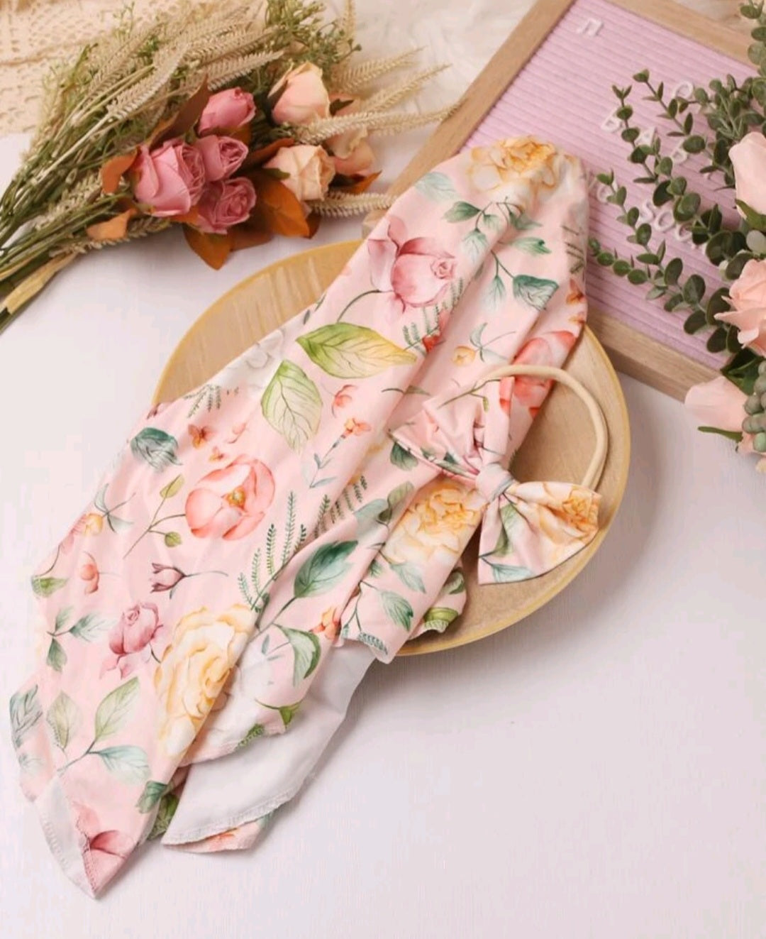 Floral Swaddle and Headband