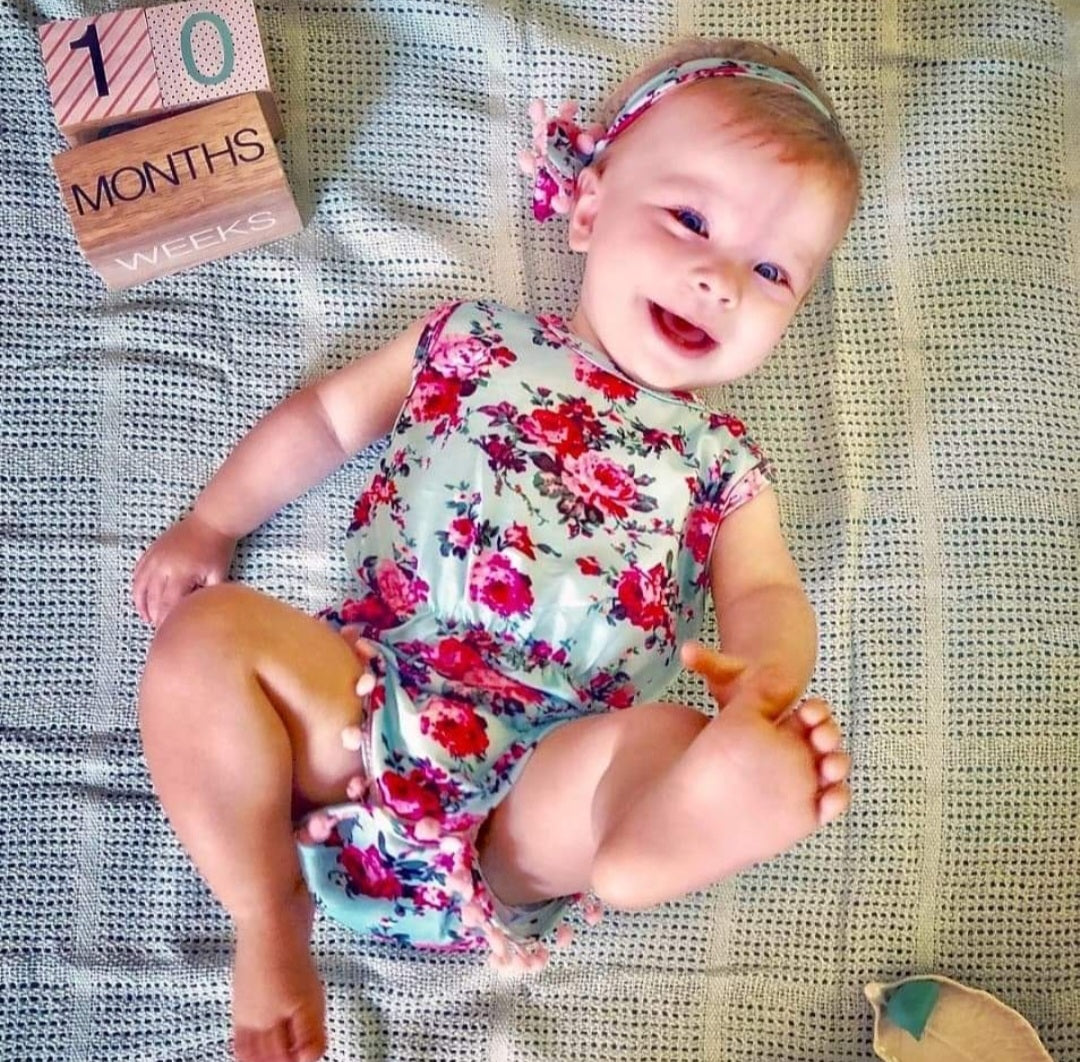 Floral Romper Sky Blue