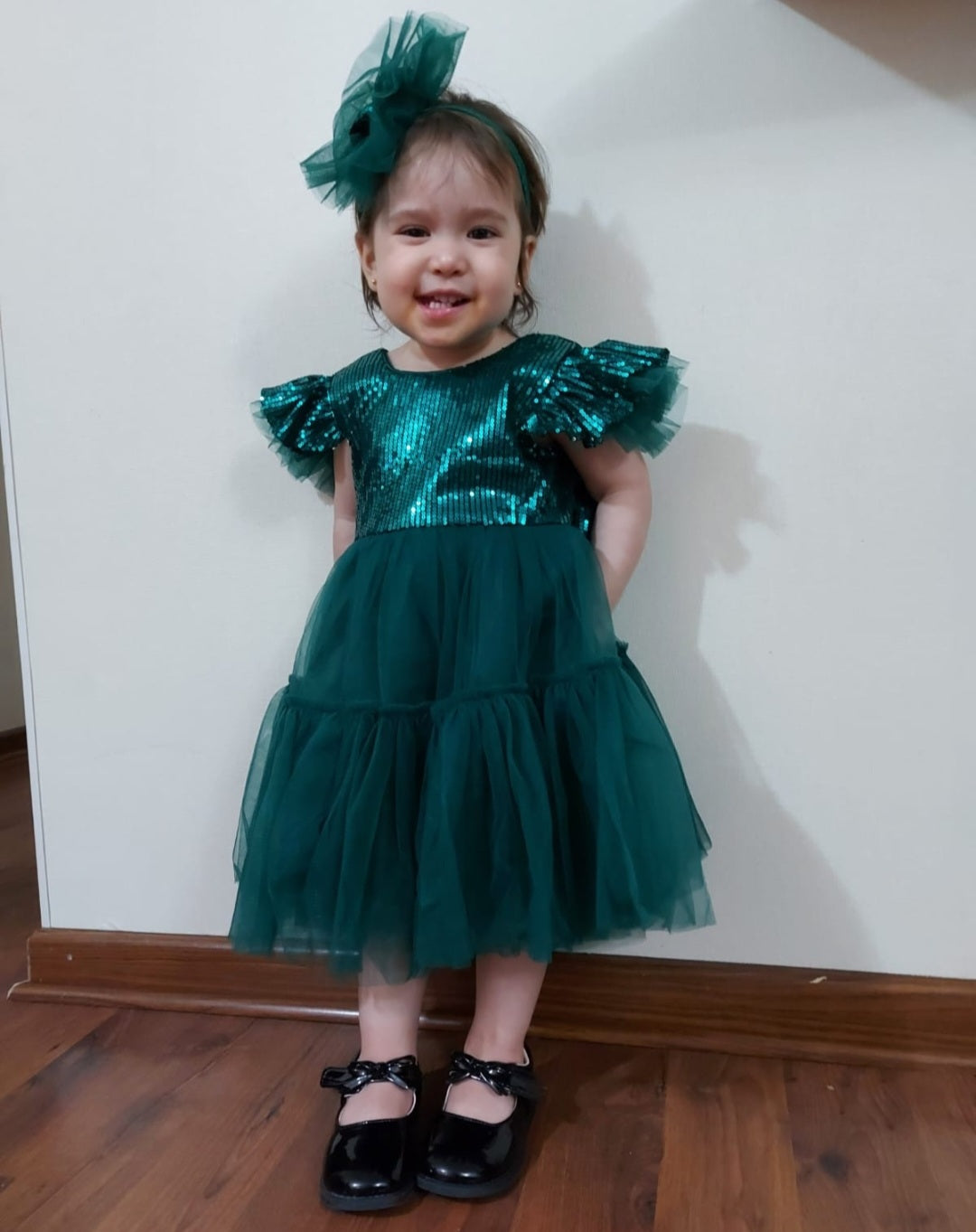 Forest Green Special Occasions Dress and Headband