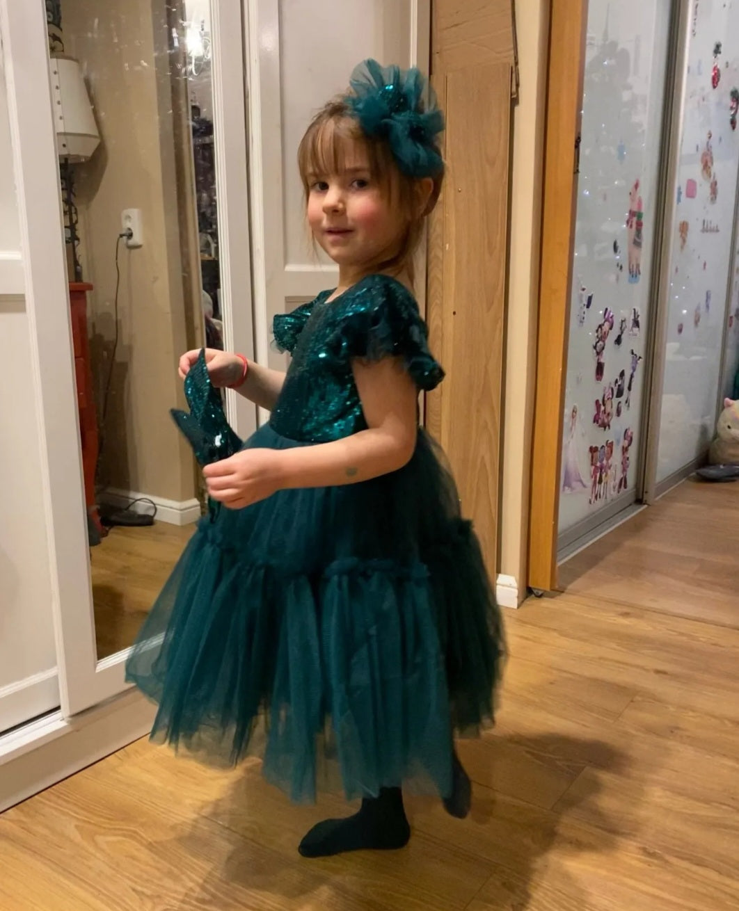 Forest Green Special Occasions Dress and Headband