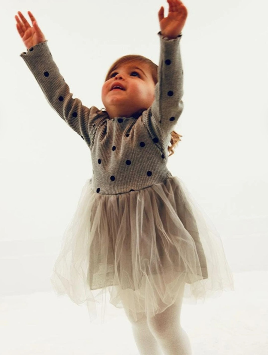 Gray Polka Dress with Romantic Tutu