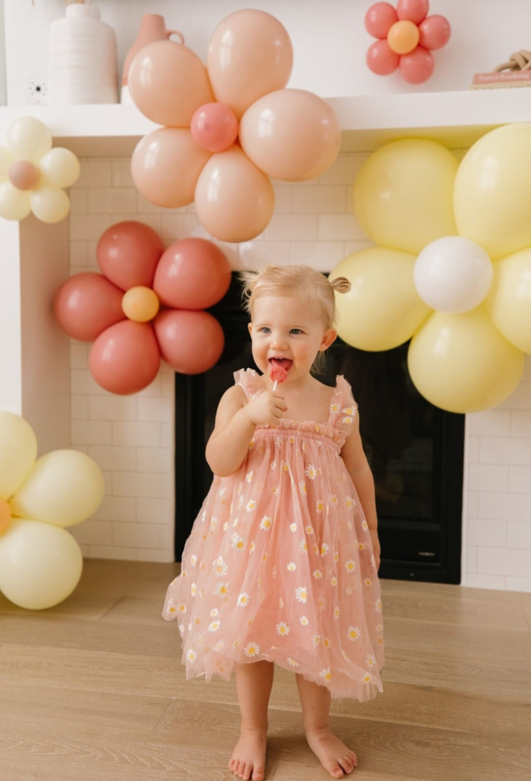 Dusty Pink Daisy Dress 100091