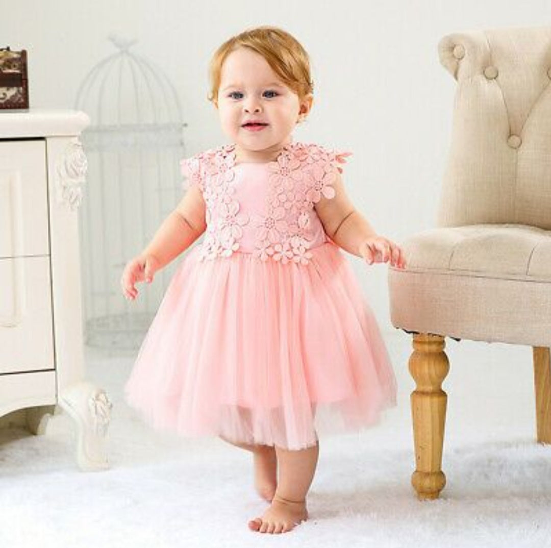 Pink Floral Dress with Lace 1000403