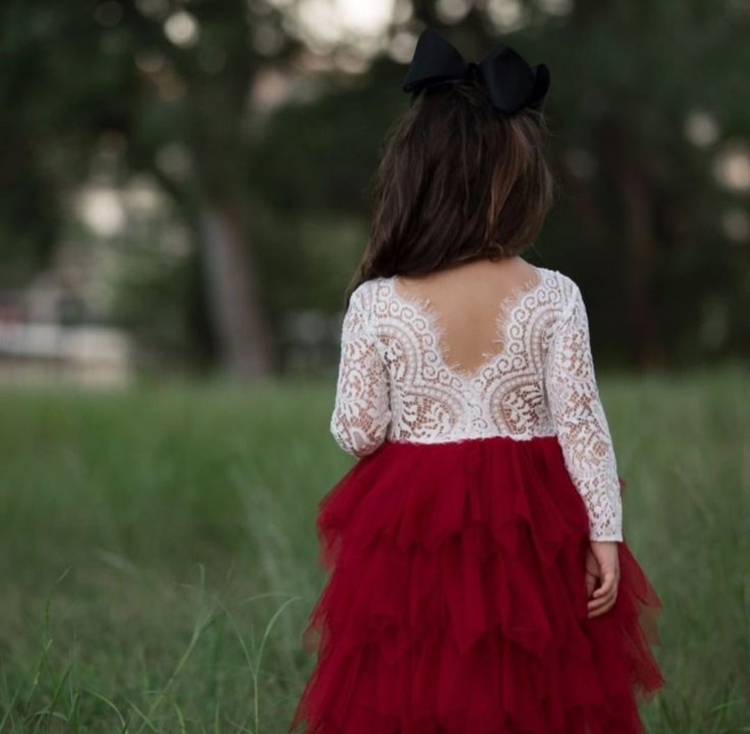 Long Sleeve Lace Red Wine Special Occasions Dress 1000273