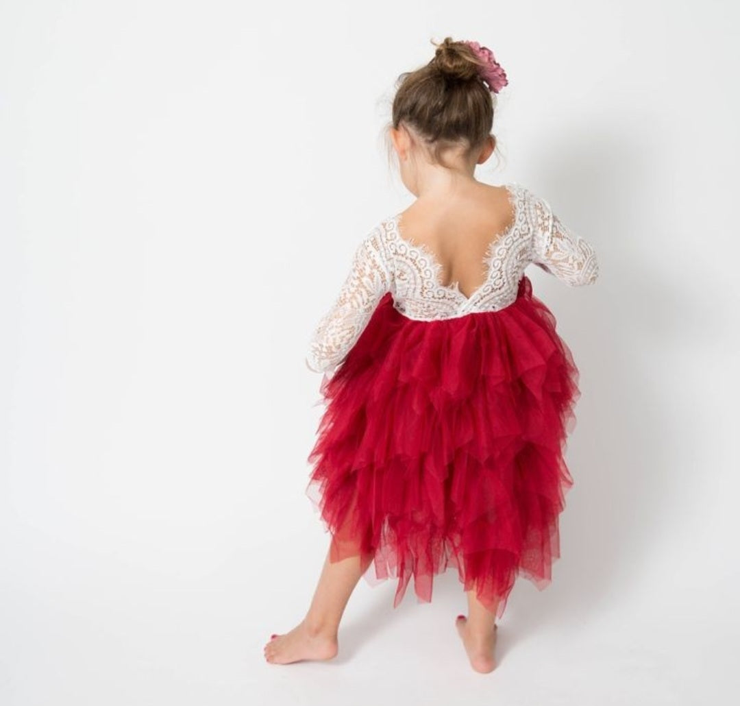 Long Sleeve Lace Red Wine Special Occasions Dress 1000273