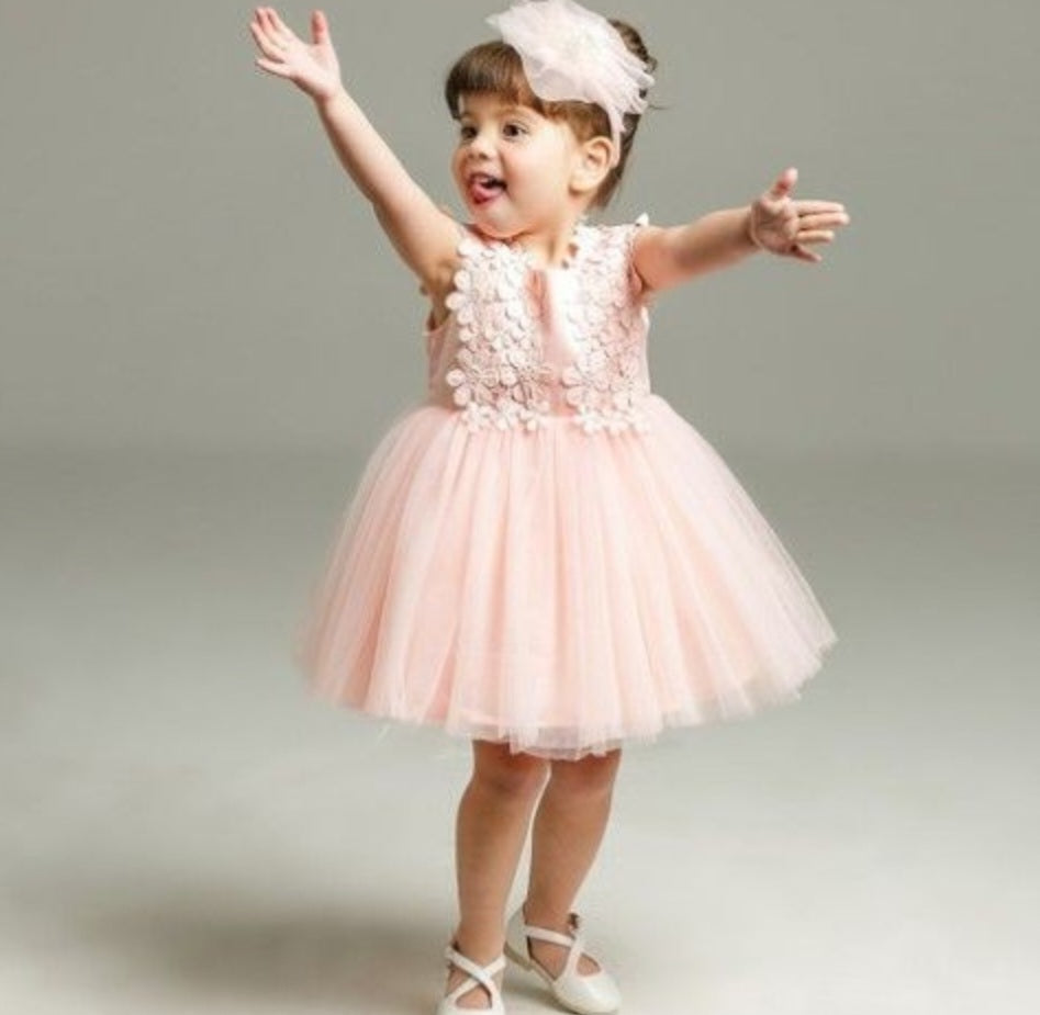 Pink Floral Dress with Lace #1000403