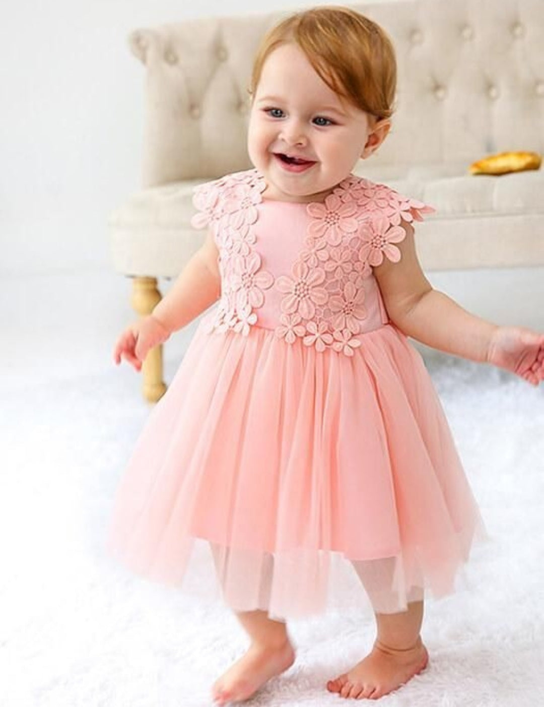Pink Floral Dress with Lace 1000403