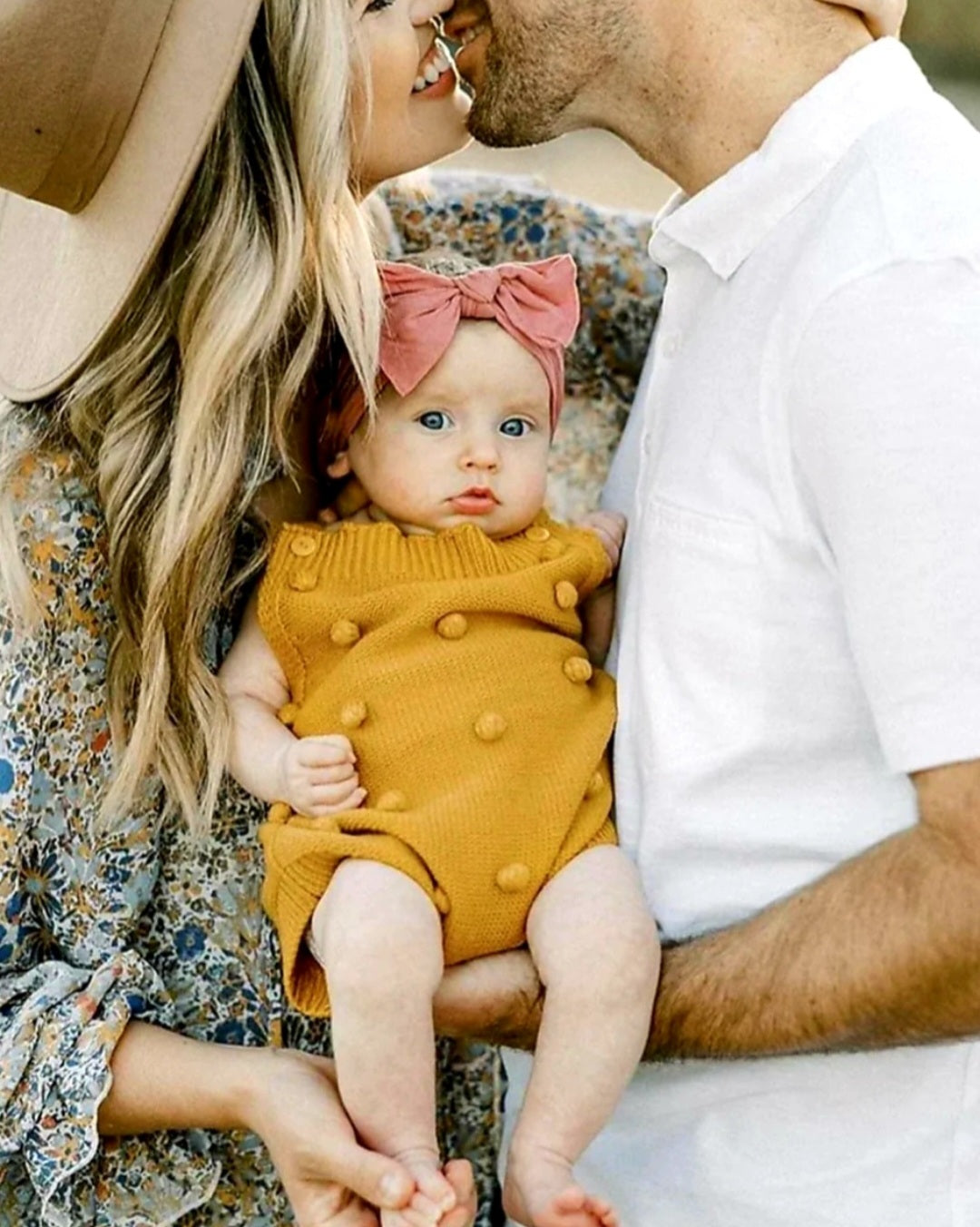 Mustard Popcorn Knitted Romper Gender Neutral