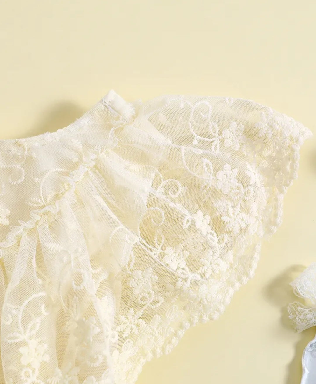 Off White Ruffle Lace  Dress