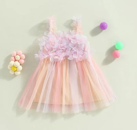 Floral Rainbow Tulle Dress