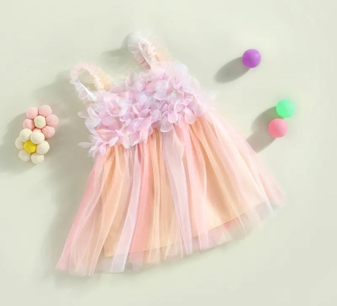 Floral Rainbow Tulle Dress