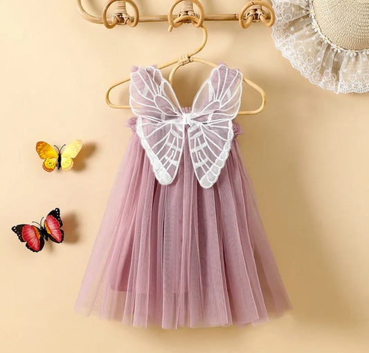 Plum Lace Butterfly Tulle Dress