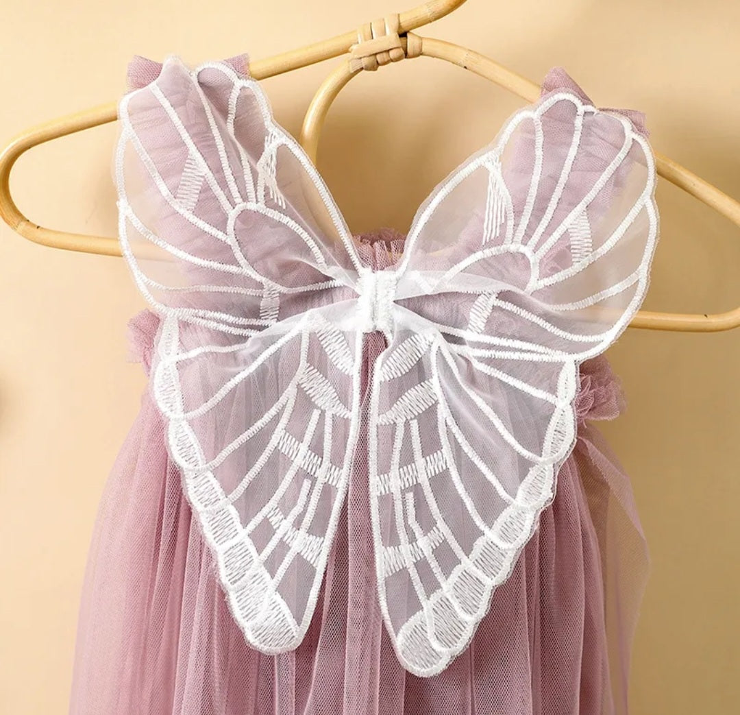Plum Lace Butterfly Tulle Dress