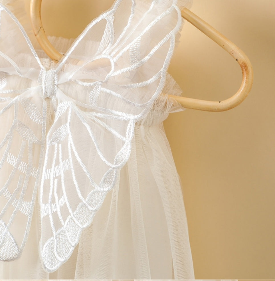 Cream Lace Butterfly Tulle Dress