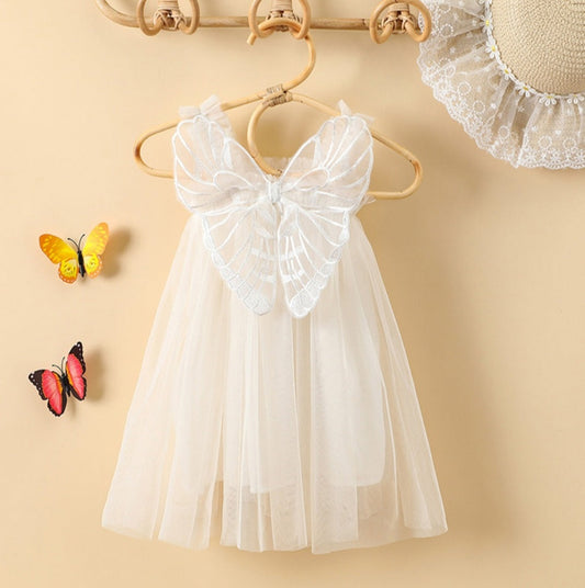 Cream Lace Butterfly Tulle Dress