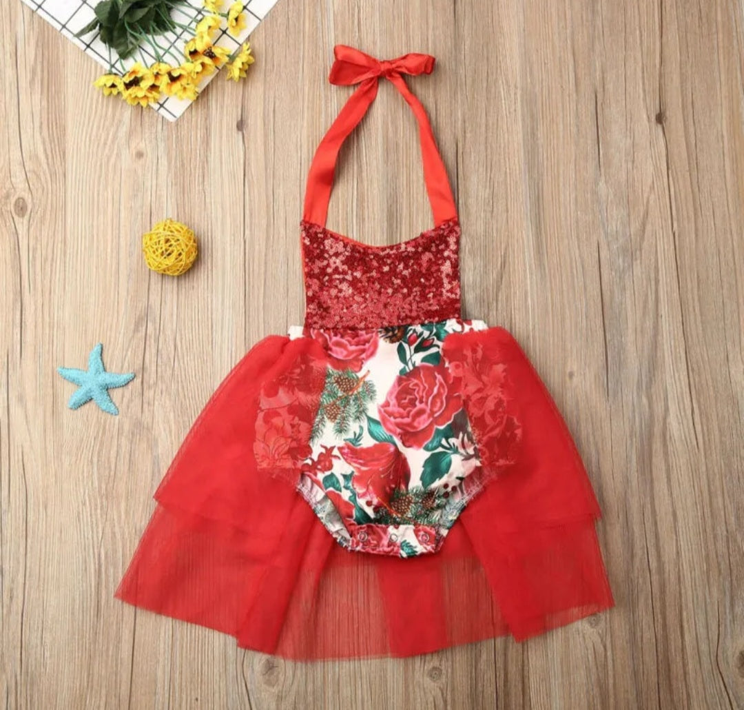 Red Rose Romantic Tutu Romper