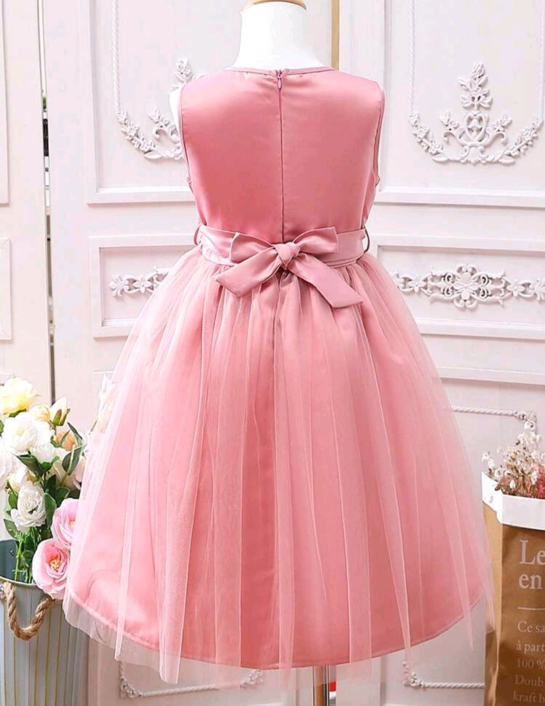 Pink Special Occasions Dress with Floral Belt/Headband