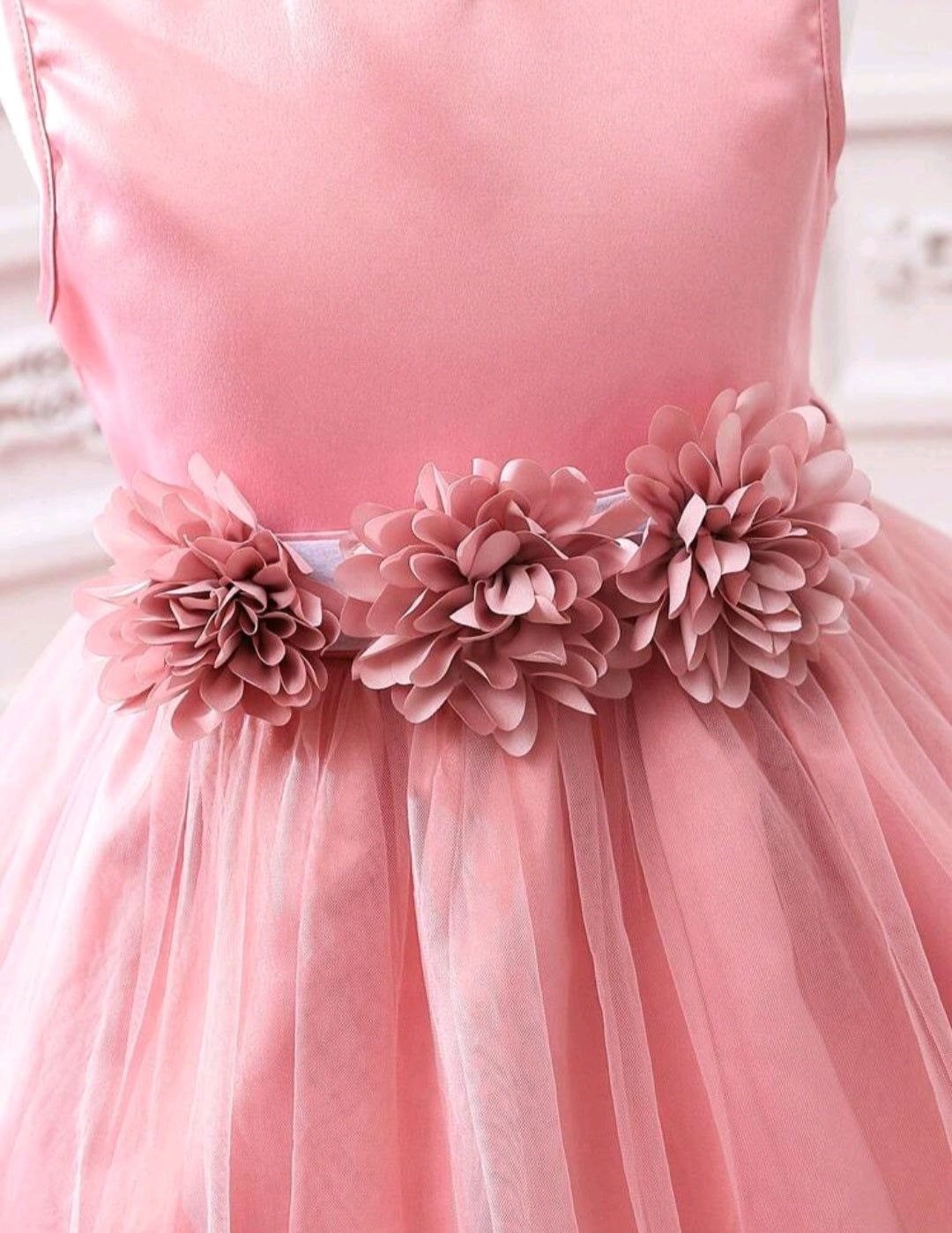 Pink Special Occasions Dress with Floral Belt/Headband