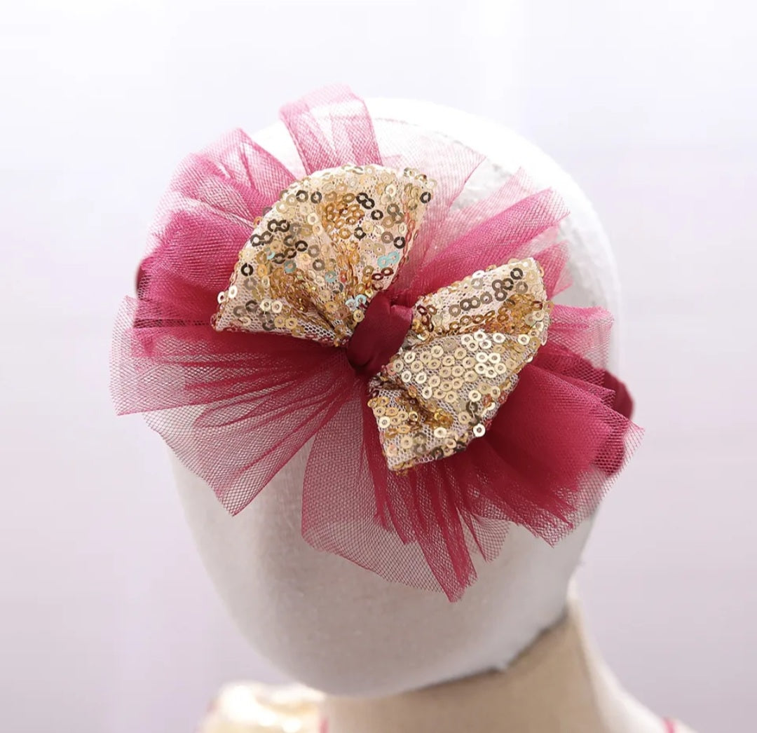 Gold / Maroon Special Occasions Dress with Headband 