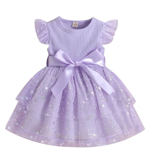 Purple Sparkle Dress with Bow or Belt 100071