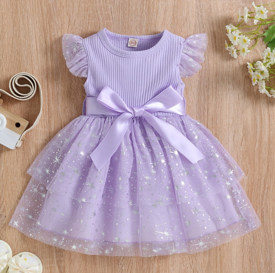 Purple Sparkle Dress with Bow or Belt