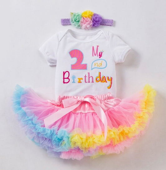 My 2nd BIRTHDAY Romper with Puffy Bloomer Tutu and Headband 