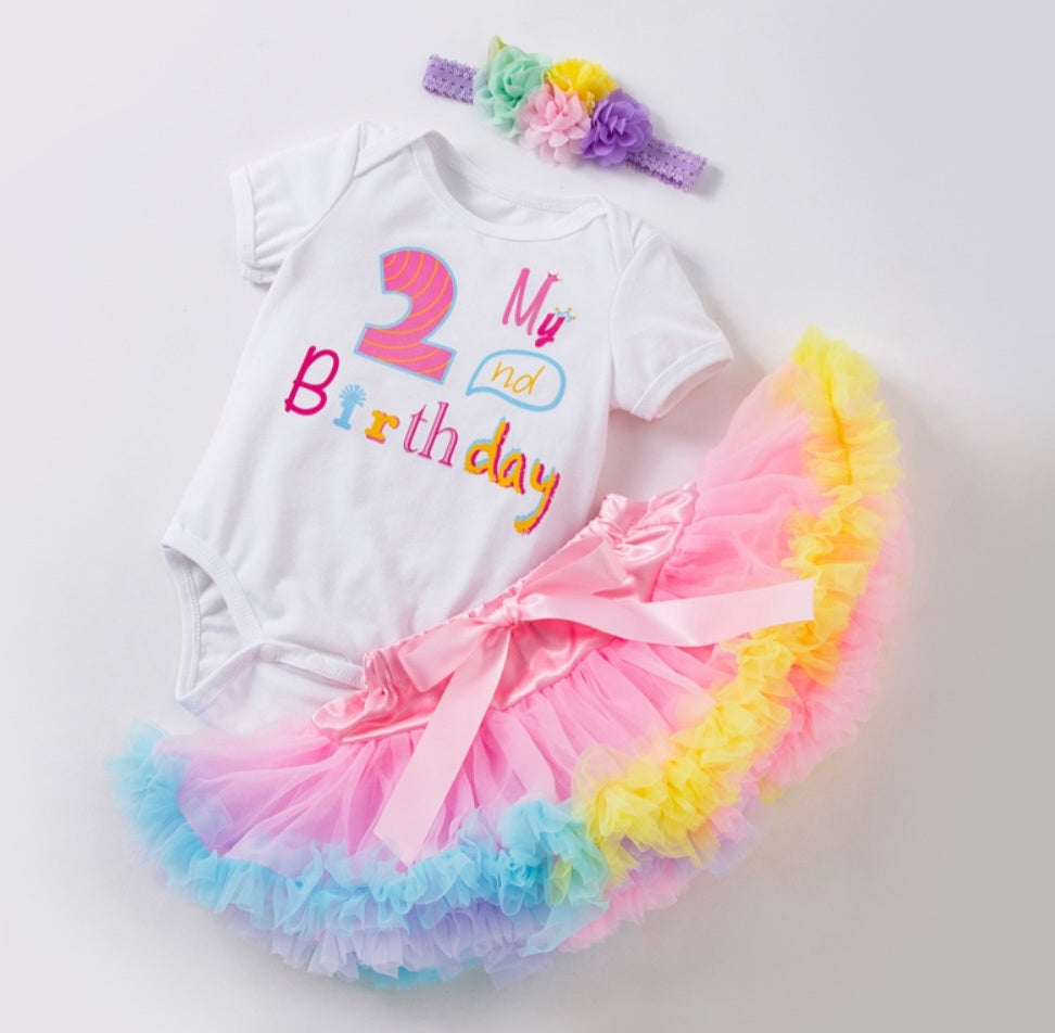 My 2nd BIRTHDAY Romper with Puffy Bloomer Tutu and Headband 