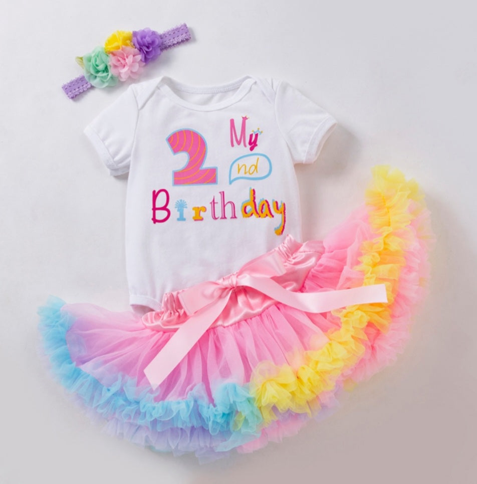 My 2nd BIRTHDAY Romper with Puffy Bloomer Tutu and Headband 