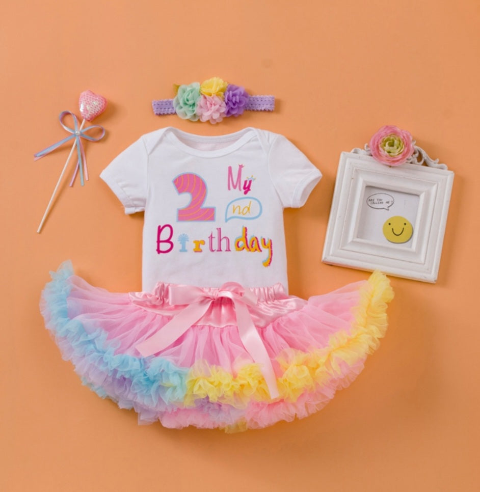 My 2nd BIRTHDAY Romper with Puffy Bloomer Tutu and Headband 