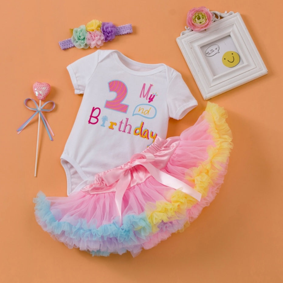 My 2nd BIRTHDAY Romper with Puffy Bloomer Tutu and Headband 