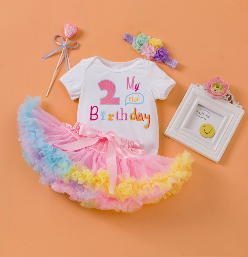 My 2nd BIRTHDAY Romper with Puffy Bloomer Tutu and Headband 