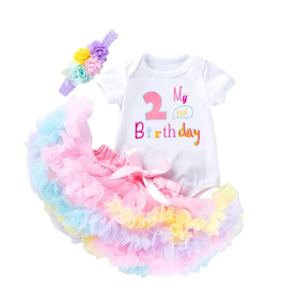 My 2nd BIRTHDAY Romper with Puffy Bloomer Tutu and Headband 