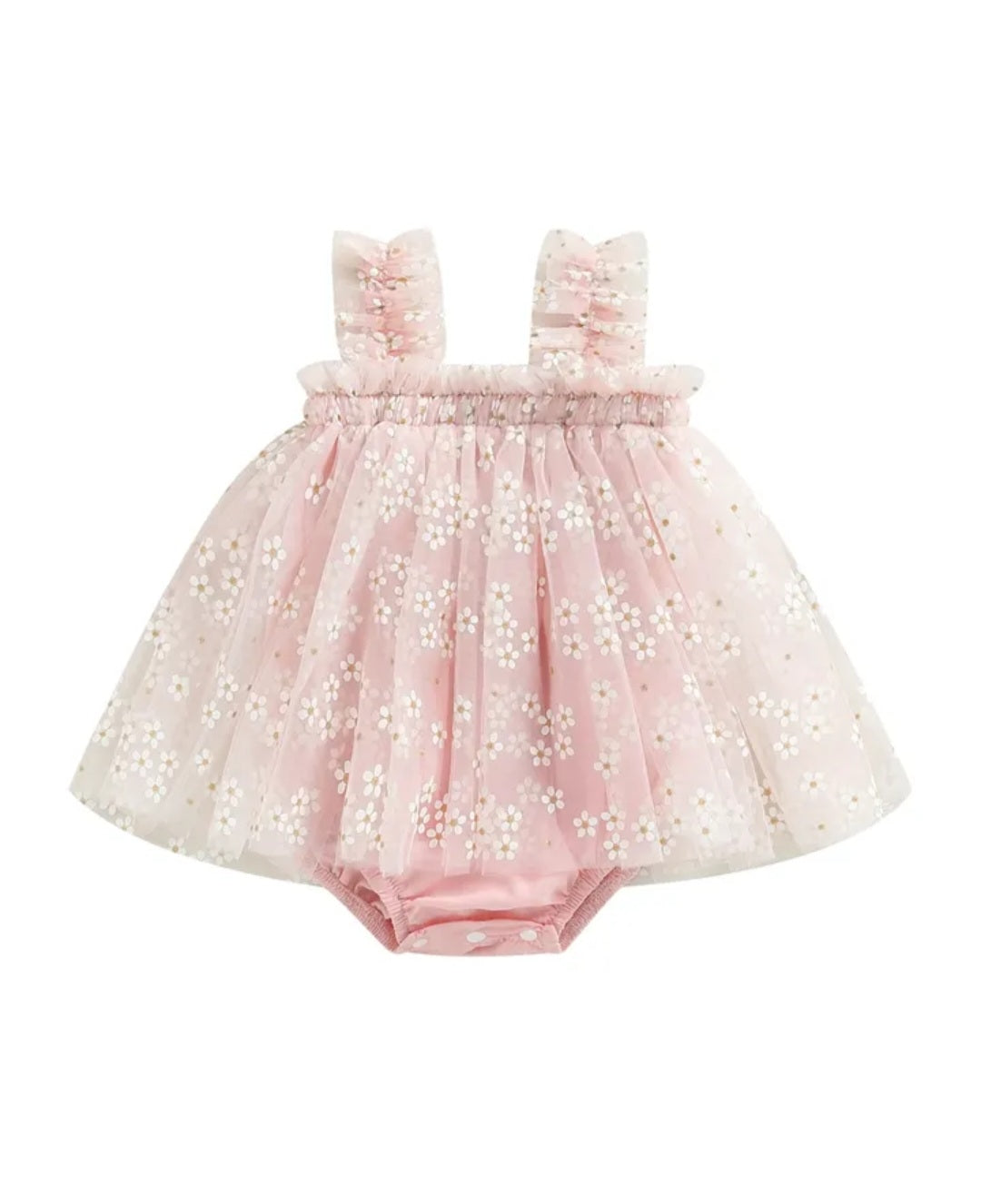 Pink Daisy Tulle Romper 