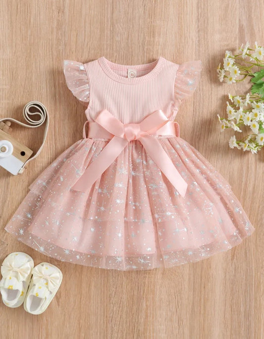 Peachy Pink Sparkle Dress